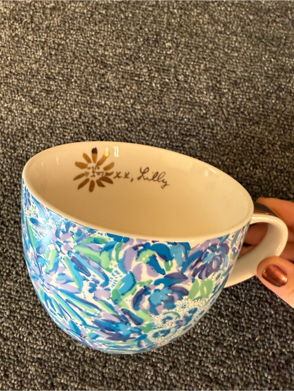 Lilly Pulitzer Blue Green Purple Floral Ceramic Mug